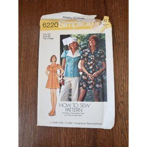 Simplicity Sew Pattern 6220 Size 7/8 Teen Bust 29 Short Dress Top Vintage 1970s